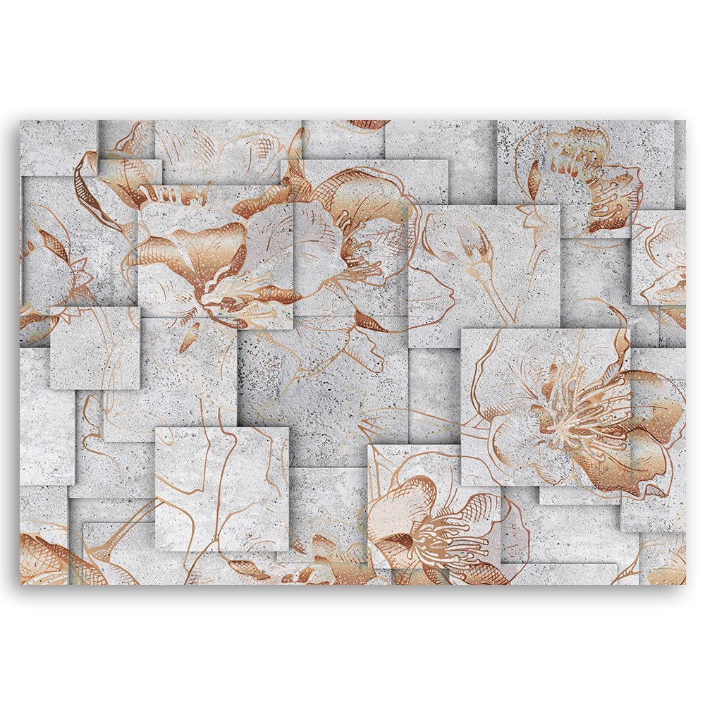 Emaga Obraz na płótnie, Kwiaty lilii na geometrycznym tle - 100x70